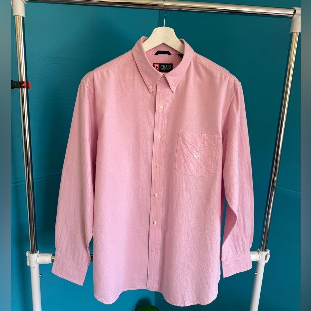 Chaps Men's Pink Button-Down Shirt ,100% cotton